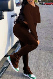 Black Casual Solid Patchwork O Neck Long Sleeve Two Pieces