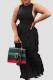 Black Sexy Solid Tassel Patchwork O Neck Straight Dresses