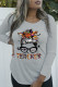 Grey Casual Street Solid Patchwork Letter O Neck Tops