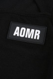 Black Casual Solid Hollowed Out Patchwork Zipper Collar Skinny Jumpsuits