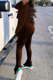 Black Casual Solid Patchwork O Neck Long Sleeve Two Pieces