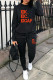 Orange Black Casual Street Print Patchwork O Neck Long Sleeve Two Pieces