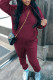Burgundy Casual Solid Patchwork Hooded Collar Long Sleeve Two Pieces