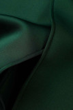 Ink Green Celebrities Elegant Solid Patchwork Square Collar One Step Skirt Dresses
