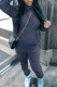 Navy Blue Casual Solid Patchwork Hooded Collar Long Sleeve Two Pieces