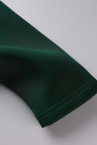 Ink Green Celebrities Elegant Solid Patchwork Square Collar One Step Skirt Dresses