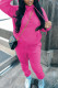 Rose Red Casual Solid Patchwork Hooded Collar Long Sleeve Two Pieces