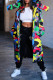 Camouflage Casual Camouflage Print Patchwork Cardigan Hooded Collar Outerwear