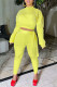 Yellow Casual Solid Patchwork O Neck Long Sleeve Two Pieces