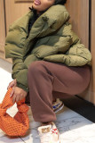 Green Casual Solid Patchwork Turndown Collar Outerwear