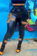 Black Sexy Casual Solid Hollowed Out Patchwork Skinny High Waist Pencil Solid Color Bottoms