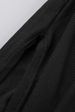 Black Street Print Slit V Neck Pencil Skirt Dresses