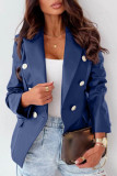 Coffee Casual Solid Cardigan Turn-back Collar Outerwear