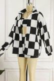 Black Sexy Casual Plaid Print Patchwork Long Sleeve Three-piece Set