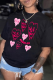 Black Casual Street Print Patchwork O Neck T-Shirts