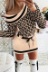 Khaki Casual Print Patchwork O Neck Long Sleeve Dresses