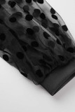 Pink Casual Elegant Solid Hollowed Out Patchwork O Neck One Step Skirt Dresses