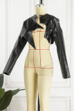 Black Sexy Solid Patchwork Cardigan Collar Tops