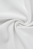 White Casual Solid Patchwork Square Collar Straight Dresses