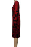 Yellow Casual Elegant Print Patchwork O Neck One Step Skirt Dresses