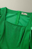 Green Elegant Solid Patchwork Square Collar Pencil Skirt Dresses
