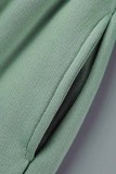Light Blue Casual Solid Patchwork Zipper Collar Long Sleeve Two Pieces