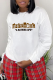 White Casual Street Print Patchwork Letter O Neck Tops