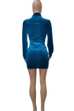 Red Sexy Solid Bandage Patchwork Fold V Neck One Step Skirt Dresses