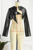 Black Sexy Solid Patchwork Cardigan Collar Tops