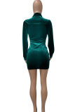 Red Sexy Solid Bandage Patchwork Fold V Neck One Step Skirt Dresses