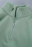Light Blue Casual Solid Patchwork Zipper Collar Long Sleeve Two Pieces