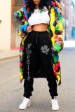 Camouflage Casual Camouflage Print Patchwork Cardigan Hooded Collar Outerwear