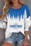 Red Casual Print Christmas Tree Printed Patchwork O Neck Tops