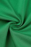 Green Sexy Solid Patchwork Frenulum V Neck Long Sleeve Two Pieces