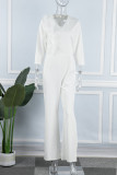 Red Elegant Solid Patchwork Appliques V Neck Jumpsuits