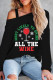 Black Casual Print Patchwork Oblique Collar Tops
