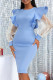 Sky Blue Elegant Solid Patchwork Flounce O Neck Evening Dress Dresses
