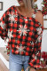 Burgundy Casual Print Hollowed Out Oblique Collar Tops