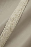 White Casual Patchwork Cardigan Turndown Collar Outerwear