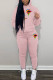 Pink Casual Print Patchwork Hooded Collar Long Sleeve Two Pieces
