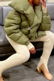 Green Casual Solid Patchwork Turndown Collar Outerwear