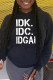 Black White Casual Letter Print Patchwork Basic Hooded Collar Tops