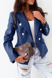 Coffee Casual Solid Cardigan Turn-back Collar Outerwear