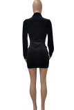 Red Sexy Solid Bandage Patchwork Fold V Neck One Step Skirt Dresses
