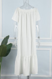 White Casual Solid Patchwork Square Collar Straight Dresses