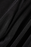 Black Sexy Solid Patchwork Half A Turtleneck Skinny Jumpsuits