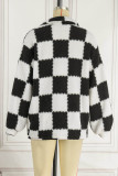 Black Sexy Casual Plaid Print Patchwork Long Sleeve Three-piece Set
