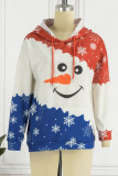 Red Casual Print Basic Hooded Collar Tops