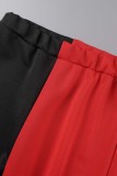 Red Casual Letter Patchwork Long Sleeve Two Pieces