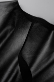 Black Sexy Solid Patchwork Cardigan Collar Tops